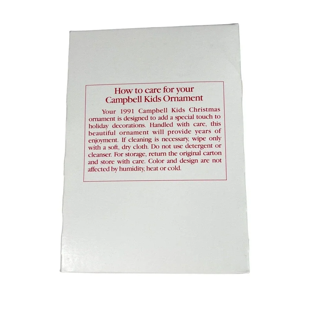 The CAMPBELL KIDS Christmas Glass Ornament with Box 1991 Season's Collector's